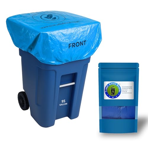 trash smell buster Trash Can Cover Biodegradable Odor Eliminating Bag with Elastic Rubber Band Lemon Scented Durable Chemical Free 95 Gallon 3 Pack