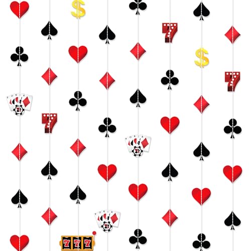Image of KatchOn, Casino Hanging Garlands - 8 Strings, Pre Strung | Game Night Decorations, Casino Birthday Decorations | Poker Night Decorations, Vegas Party Decor, Casino Theme Party