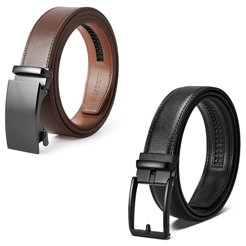 Mens Belt,2 Pack Ratchet Belts for Men Leather