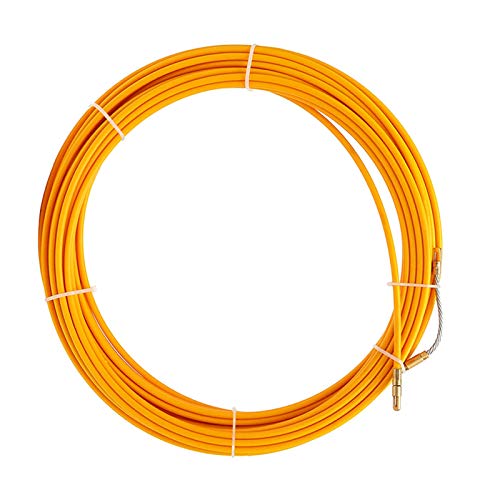 Tirador de Cables con Cinta, Empujador y Extractor de Cables de Fibra de Vidrio, Cinta pasacables de 6 mm, Color Amarillo, 5-30 m, Carrete de Cable con Varilla for conductos(30m)