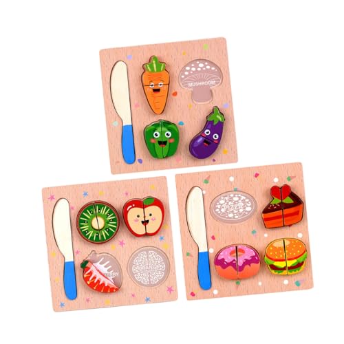 Puzzle en bois fruits légumes gâteau TOYANDONA jouet motricité fine tout-petits
