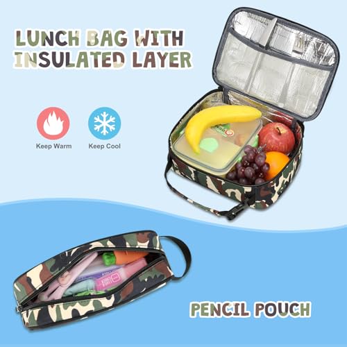 ACESAK 3PCS Camo Backpack for Boys with Lunch Box Pencil Case by ACESAK - Used condition - Image 6
