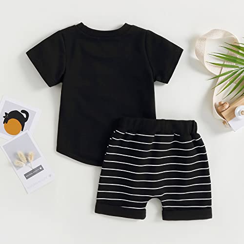FOMOYUU Toddler Baby Boy Summer Outfit Patchwork Short Sleeve T Shirt Top Casual Shorts Set Infant Newborn Clothes4