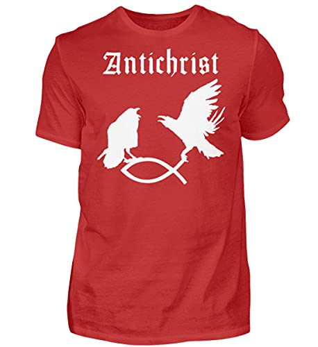 T-shirt pour homme imprimé illustrant les corbeaux attaquants rouge vif