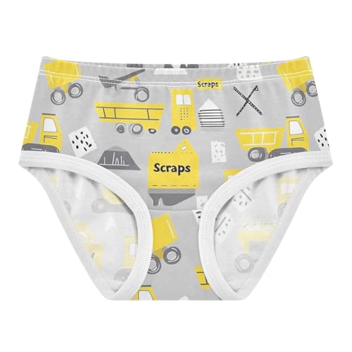 Wusikd Construction Vehicle Girls' Underwear Cotton Grey Girls Briefs Soft Toddler Underwear 2T