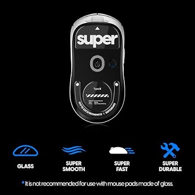 زلاجات ماوس زجاجية Superglide - انزلاق فائق السلاسة، حافة مستديرة مصقولة، أقدام ماوس فائقة السرعة للألعاب مع نعل متين لـ Logitech G Pro X Superlight2 (النوع-S، أسود)