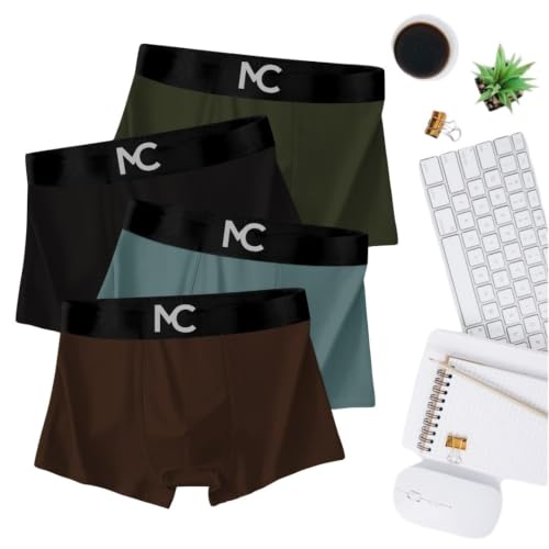 Image of Men's Premium Microfiber Boxer Briefs for Men | Soft Stretch Breathable Innerwear | Moisture-Wicking Comfortable Trunks with Elastic Waistband | Multi Color Pack of 4