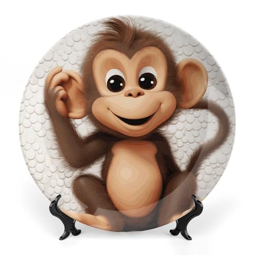Plato decorativo Cute Monkey 6 pulgadas de cerámica miniatura 1