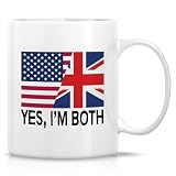 Retreez Funny British American Mug - UK USA Dual Citizen Gift - 11 Oz Ceramic Coffee Cup - USA United Kingdom Yes I'm Both Mug - Birthday, Appreciation, New Citizenship Gift for Friends and Coworkers