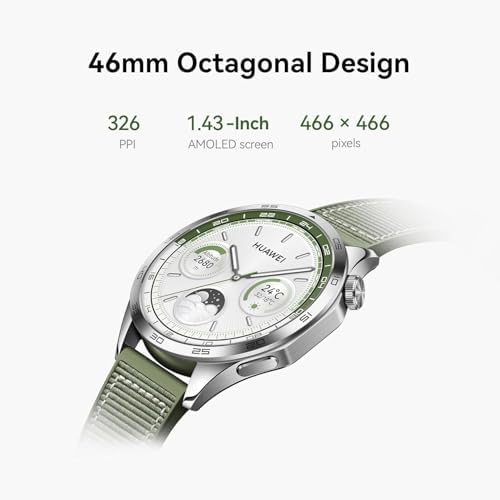 HUAWEI WATCH GT 4 46mm Akıllı Saat, 2 Haftaya Kadar Pil Ömrü, Çift Bant Beş Sistemli GNSS, Kalori Yönetimi, Nabız Dalgası Aritmi Analizi, Sağlık Takibi, Android ve iOS ile Uyumluluk, Yeşil - Görsel 3