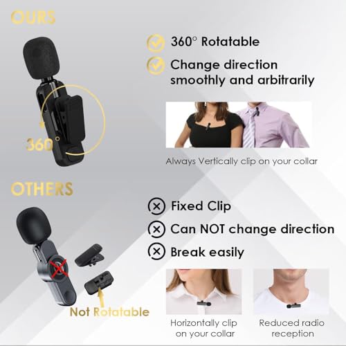 Microphone Lavalier sans fil double pour iPhone Android et caméras numériques