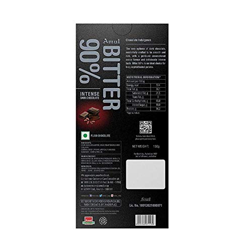 Amul 90% Bitter Chocolate, 125GM (Pack of 2) 1
