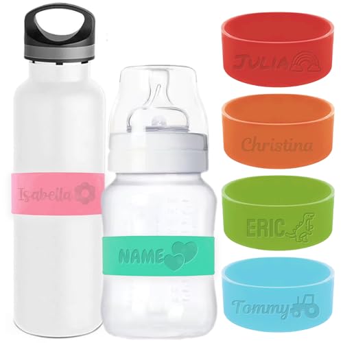 ubjva Personalized Water Bottle Name Bands Custom Engraved Silicone
