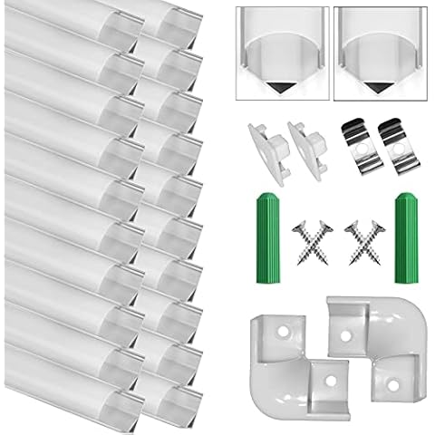 SENXINGYAN LED Aluminium Profil V-Form 20x1m, Led Aluminium Leisten LED-Kanäle für LED-Streifen Cover
