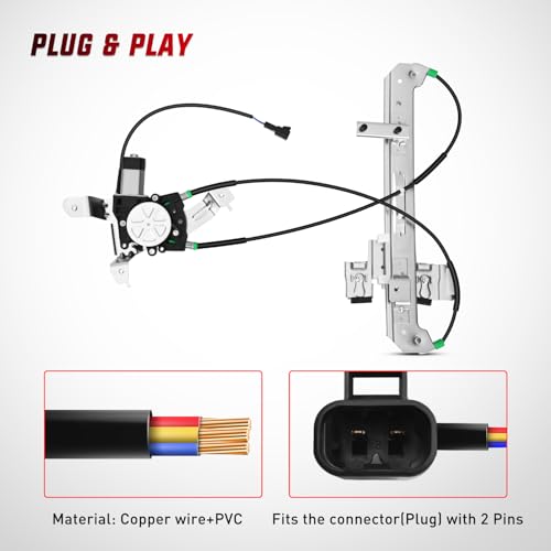 Image of Nilight Power Window Regulator with Motor Rear Driver Side,Compatible with Cadillac Escalade /Chevy Tahoe /GMC Yukon 2002 2003 2004 2005 2006,Rear Left,748-228
