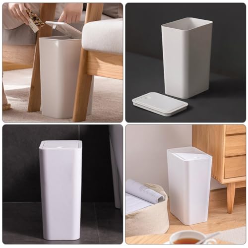 Poubelle étroite blanche à pression pour optimiser l'espace de votre bureau - 6