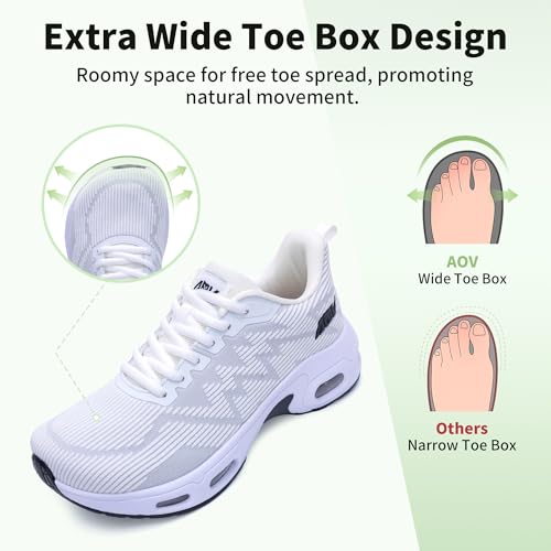 Image of AOV Women Arch Support Walking Shoes Orthotic Tennis Sneakers for Plantar Fasciitis Athletic Running Shoes