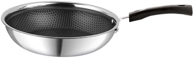 Triply Honeycomb Stainless Steel Fry Pan with Gas Stove and Induction Compatible-Black and Silver