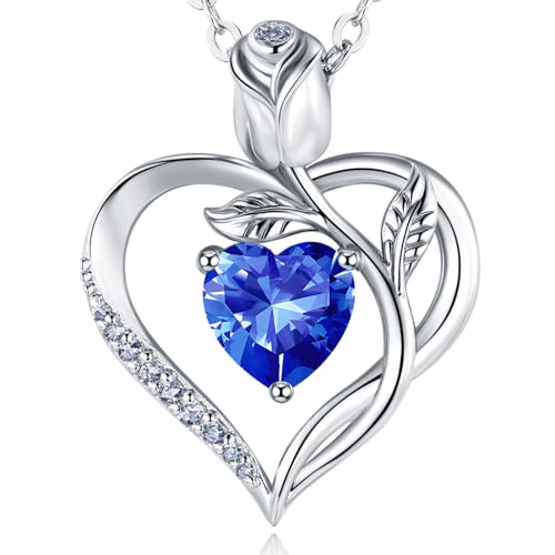 JACUPO 1.2 Carat Rose Heart Necklace...