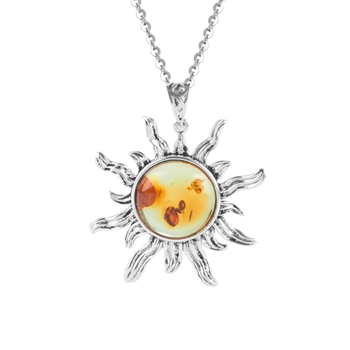 Nueva plata un ámbar báltico medallón cadena, xprop | piedras naturales De joyería elegante. Seleccione