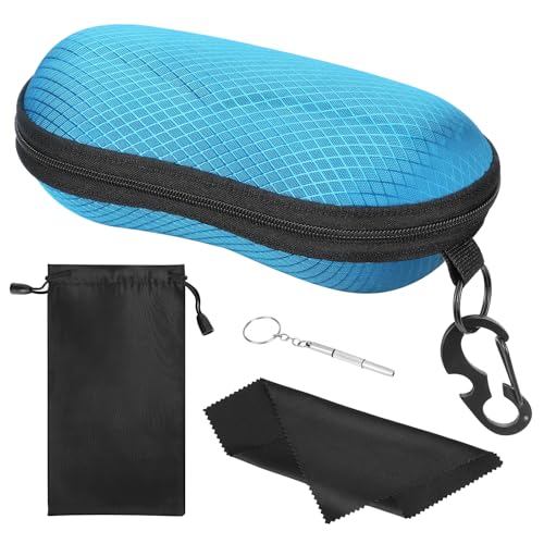 Image of MoKo Semi Hard Shell Sunglasses Case, Unisex Protective Eyeglass Case Glasses Case Holder with Metal Hanging Hook