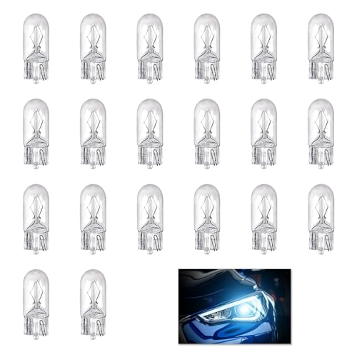 20 PCS 501 W5W T10 Car Bulbs 12V 5W Side Car Light Bulbs Enhanced Interior and Exterior Lighting for Car Truck and SUV Car Light Bulbs Easy Installation Fit for Dashboard Reverse Parking Lamps