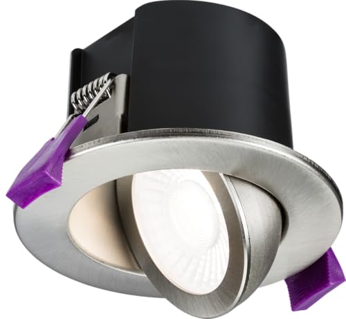 Knightsbridge SpektroLED Evo Tilt - Fire Rated IP65 Downlight with 2 x Wattage and 4 x CCT - Brushed Chrome