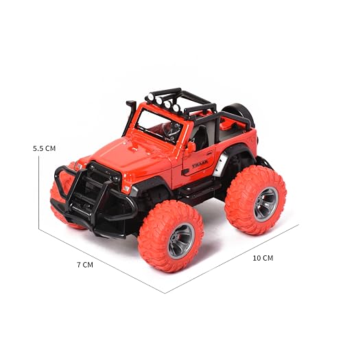 Image of Braintastic Pullback Friction Thaar Jeep Model Diecast Metal Car with Openable Doors, Light & Music, 1:32 Scale Toy car for Kids (Thar Red Color)