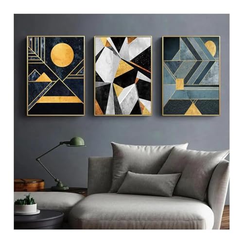 Impression d'art mural géométrique de luxe 75x100cm triptyque abstrait salon
