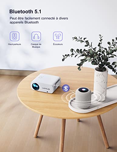 Vidéoprojecteur 5G WiFi Bluetooth,12000 Lumens Full HD 1080P WiMiUS Projecteur 4K Supporté Correction 4P/4D PPT Presentation Zoom,Rétroprojecteur Home Cinéma pour PS5,iOS,Android,HDMI AV USB