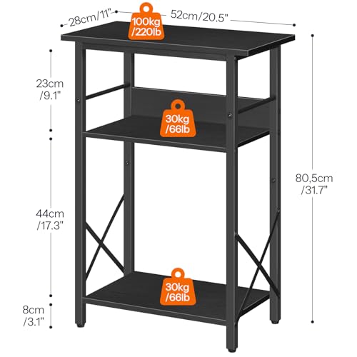 Image of HOOBRO 10 Gallon Aquarium Stand, 3-Tier Fish Tank Stand with Storage, Reptile Turtle Tank Stand with Metal Frame, 20.5 inch L x 11 inch W , Black BB52FT01