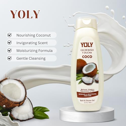 YOLY Coco Daily Moisturizing Body Wash - Coconut Infused for Refreshing & Rejuvenating Skin, Suitable for All Skin Types