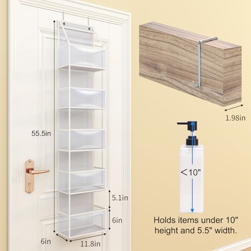 Fixwal-5-Shelf-Over-The-Door-Hanging-Pantry-Organizer-Room-Organizer-with-Clear-Plastic-Pockets-25lb-Ultra-Sturdy-Large-Capacity-for-Closet-Bedroom-Nursery-Bathroom-and-Sundries
