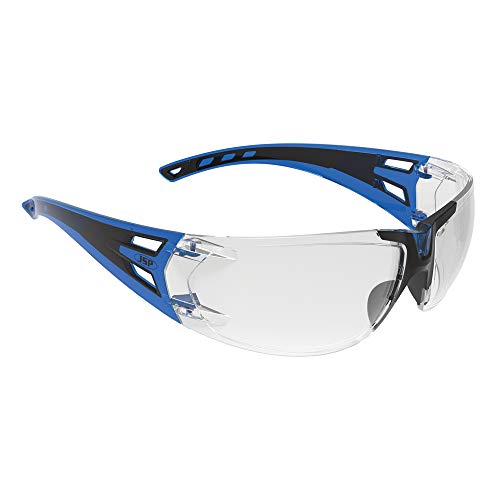 JSP Forceflex3 Clear Lens Safety Spectacles with Premiershield - Blue/Black (ASA460-0AM-800)