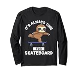 carino bradipo kawaii è sempre tempo per lo skateboard maglia a manica