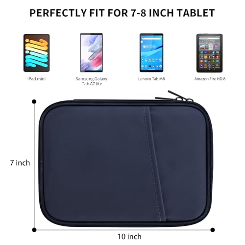 Image of HoYiXi Universal Sleeve Bag for 7-8 inch Tablet Fire HD 8 /Fire HD 8 Plus Compatible iPad mini (6th Gen) 8.3 inch 2021, iPad mini 5 /4 /3 /2 /1, Tab A8, 7 inch-8 inch inch Android Tablet Sleeve Case -Blue