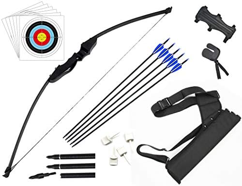 DOSTYLE Archery Takedown Recurve Bow and Arrow Set Hunting Long Bow Kit for Outdoor Shooting Training