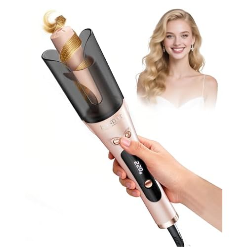 LANDOT 25mm Automatic Hair Curler - Easy Beach Waves Waves, 8 Temperatures 150-220°C and Double Rotation for Perfect Curls Ideal Gift Women (Rosegold)
