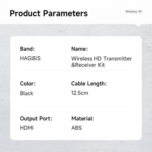 Hagibis 4K Hdmi Wireless Transmitter And Receiver Kit, 2.4/5Ghz Wireless Hdmi Extender Kits To Monitor, Projector, Hdtv, 165Ft/50M Hdmi Adapter For Laptop, Pc, Camera, Ps4/5, Xbox, Streaming (4K Hdmi) #TOP7