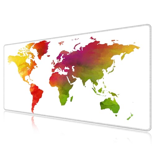 Tapis de souris gaming XXL LL-COEUR carte du monde 80x40cm sous main bureau