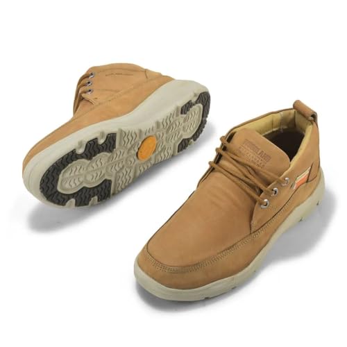 Image of Woodland Men Camel Nubuk Buff Casuals Laces