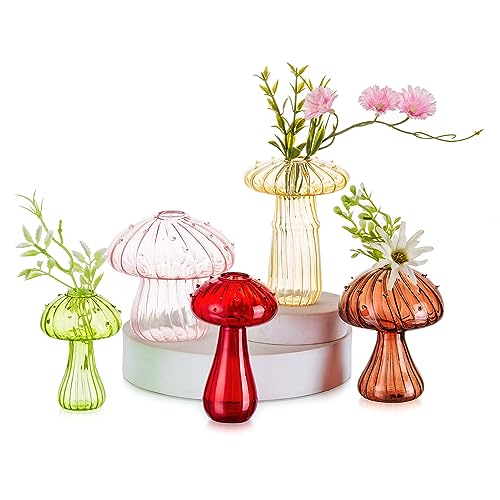 Pilz Deko Glas Vase Bunt: Hewory 5er Fliegenpilz Pilze Kleine Vasen für...
