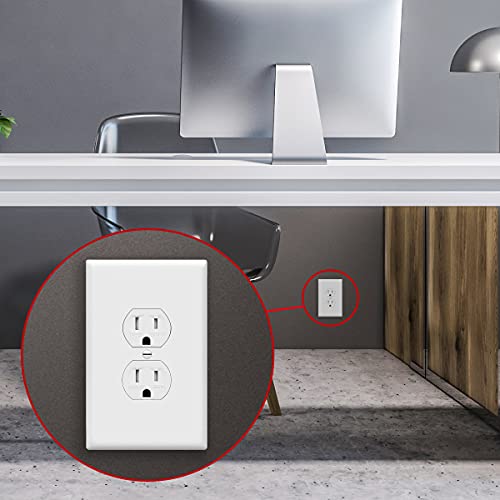 Image of ENERLITES Duplex Receptacle Outlet Wall Plate, Jumbo Outlet Covers, Gloss Finish, Oversized 1-Gang 5.5 inch x 3.5 inch, Polycarbonate Thermoplastic, 8821O-W, White (Pack of 2)