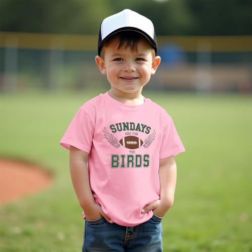 MODNTOGA Toddler Girl Boy Game Day Football Graphic Shirt Sundays for The Birds T-Shirt Kids Rugby Sports Fans Tee Tops3