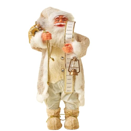 JAWSEU Figura de Papá Noel de 60 cm Papá Noel Realista de pie Figuras Tradicionales de Papá Noel Decoraciones para Mesa de Navidad Adorno de Papá Noel muñeco de Navidad para Ventana Mesa y Chimenea