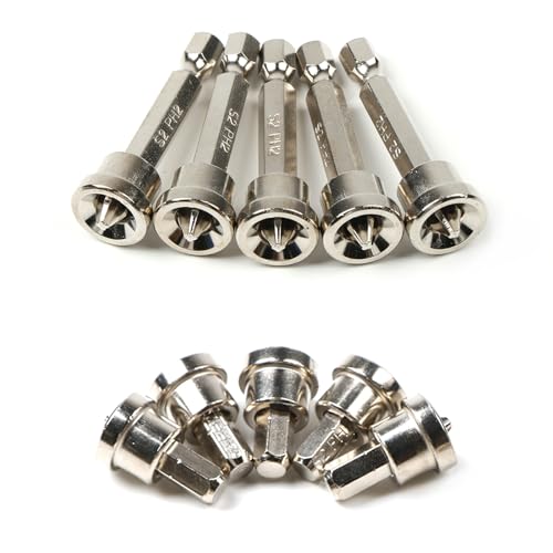 10pcs Magnetic Drywall Screwdriver Bits Set, PH2 Hexagonal Handle, 25mm x 5 Pcs & 50mm x 5 Pcs