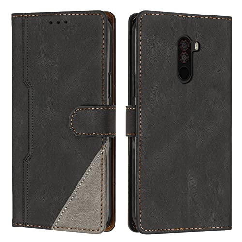 Radoo Kompatibel mit Xiaomi Pocophone F1 Hülle, PU Leder Handyhülle [Stand Feature] [Kartenfachr] [Magnetic Closure Snap] Schutzhülle Klappbar Flip Hülle Cover für Xiaomi Pocophone F1 (Schwarz)