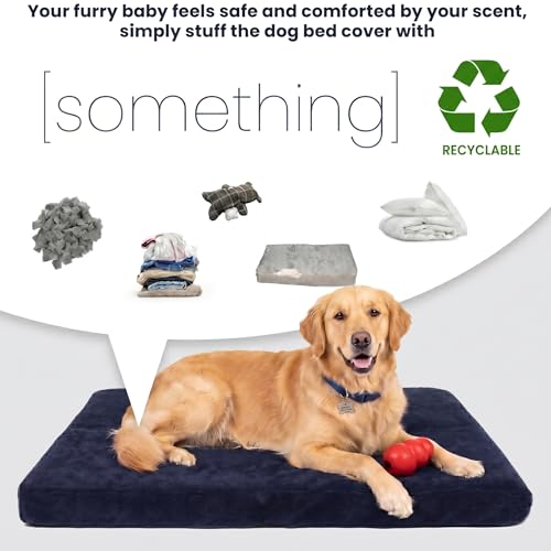 Image of Faux Fur Dog Bed Covers - Ultra Soft Rose Velvet, Removable & Washable, Cozy & Durable,Large Pet Bed Cover Only (No Filling) - Gray, (Sherpa Blue, 36 inch L x 24 inch W x 4 inch Th)