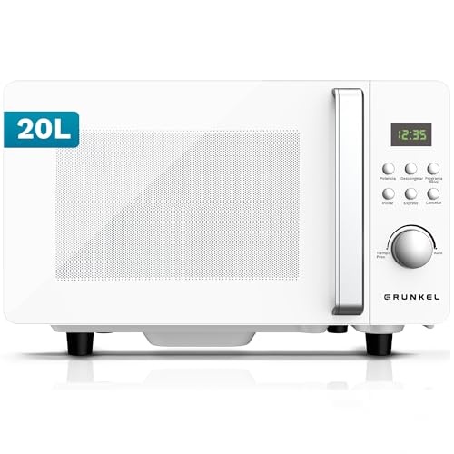 Microondas Digital, 700W-800W, 20L -25L, Sin Plato Giratorio, 5 Niveles de Potencia, 8 Programas, Pantalla LED, Base de Vidrio Fija (700W 20 Litros)
