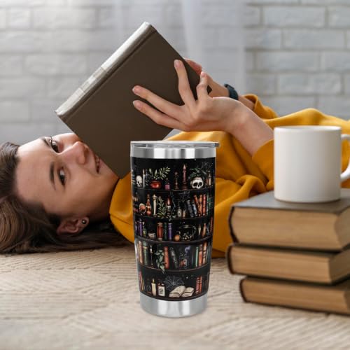 Nqhsionv Book Lovers Gifts 20oz Halloween Book Lover Tumbler Fall Goth Skull Bookshelf Coffee Travel Mugs Christmas Insulated Leakproof Vacuum Cup Gifts for Women Readers,Reading,Bookish,Librarian - Image 7